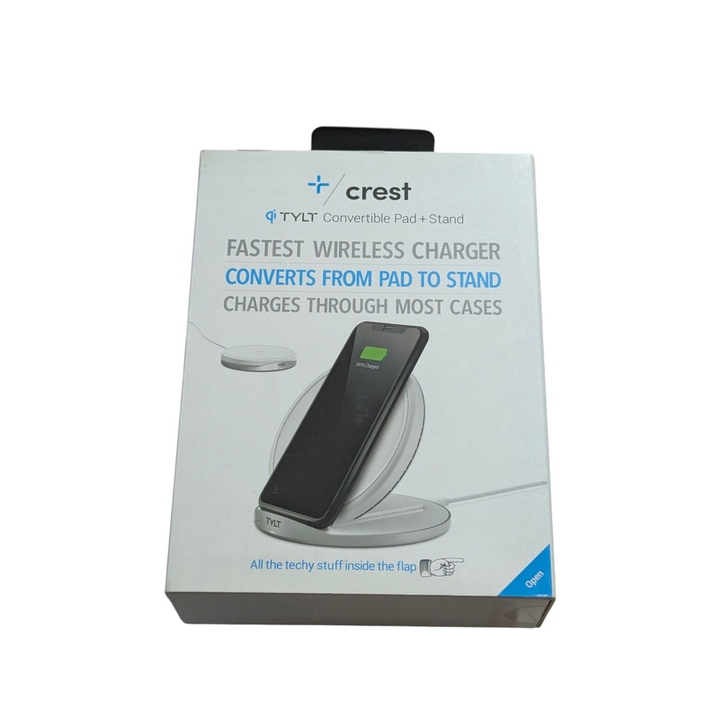 Bb-N TYLT Crest Convertible Fast Wireless Charger 10W From Pad To Stand, White